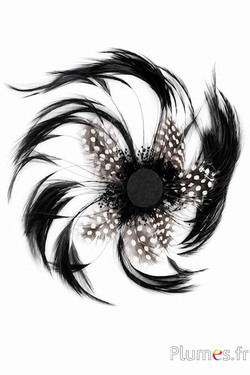 Schmuck aus Hahn-Perlhuhnfedern - Ø 18 cm - schwarz